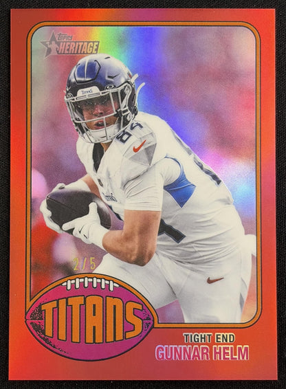 Gunnar Helm 2026 Topps Heritage Chrome Red Refractor /5 Titans