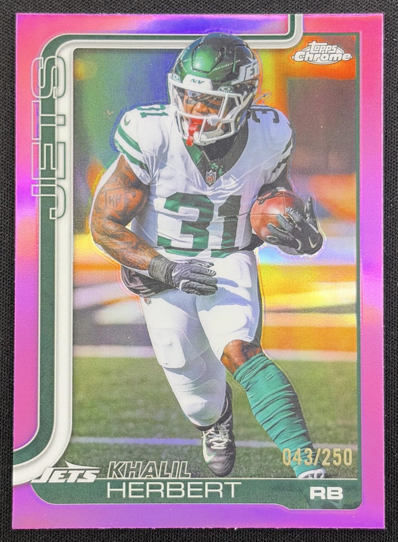 Khalil Herbert 2025 Topps Chrome Pink Refractor /250 Jets