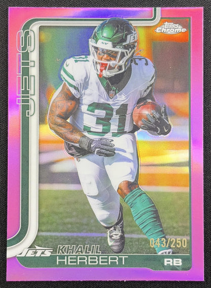 Khalil Herbert 2025 Topps Chrome Pink Refractor /250 Jets