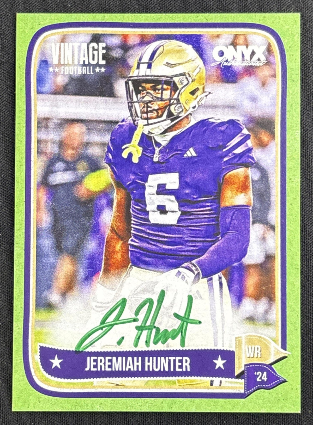 Jeremiah Hunter 2024 Onyx Vintage Collection Green Auto /50 Commanders Redskins