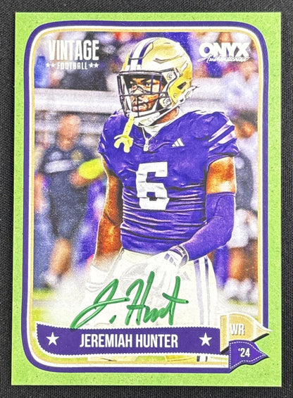 Jeremiah Hunter 2024 Onyx Vintage Collection Green Auto /50 Commanders Redskins