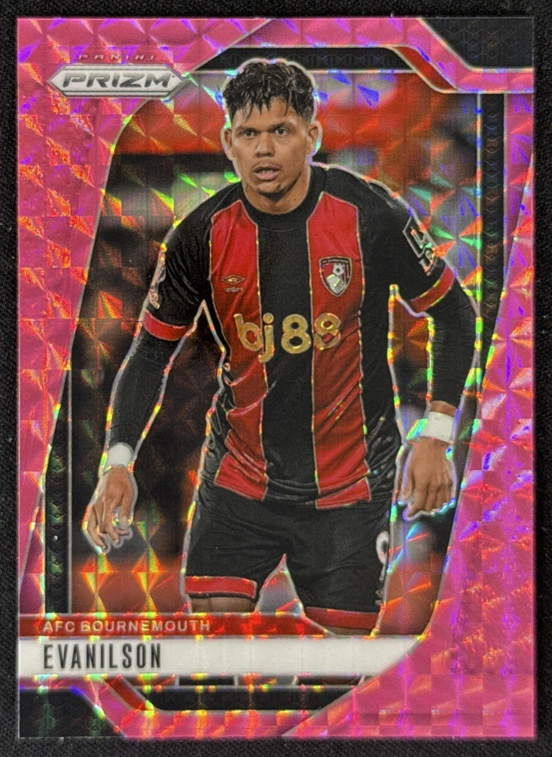 Evanilson 2024 Panini Prizm Premier League Pink Mosaic Prizm Bournemouth Sports Trading Card