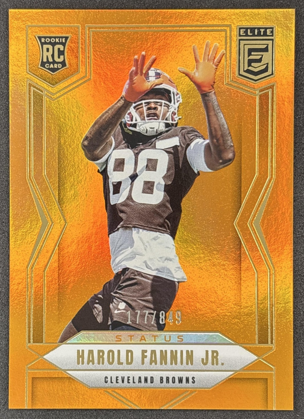 Harold Fannin Jr. 2025 Donruss Elite Rookies Status Metallic Orange /849 Browns