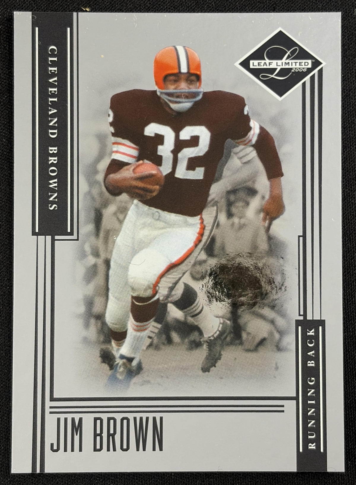 Front of Jim Brown 2006 Leaf Limited /799 Browns sports trading card