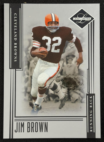 Front of Jim Brown 2006 Leaf Limited /799 Browns sports trading card