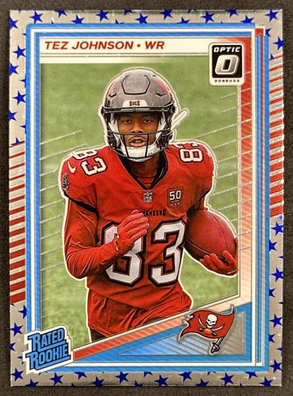 Tez Johnson 2025 Panini Donruss Optic Rated Rookie Stars Prizm Buccaneers front