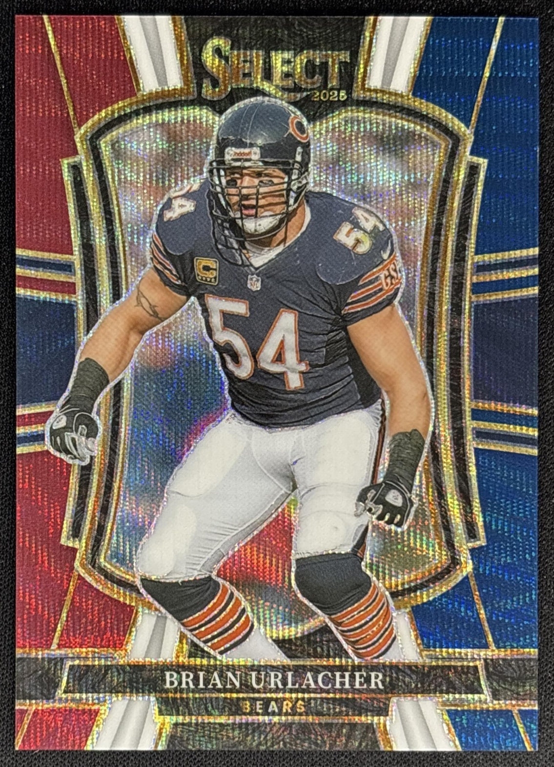 Brian Urlacher 2025 Panini Select Premier Level Tri-Color Prizm /299 Bears front