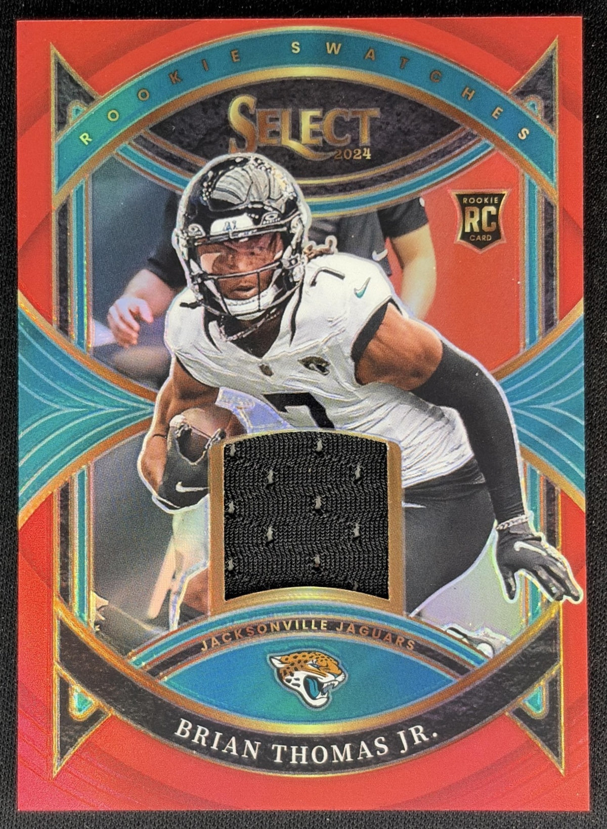 Brian Thomas Jr. 2024 Panini Select Rookie Swatches Red Prizm Jaguars front