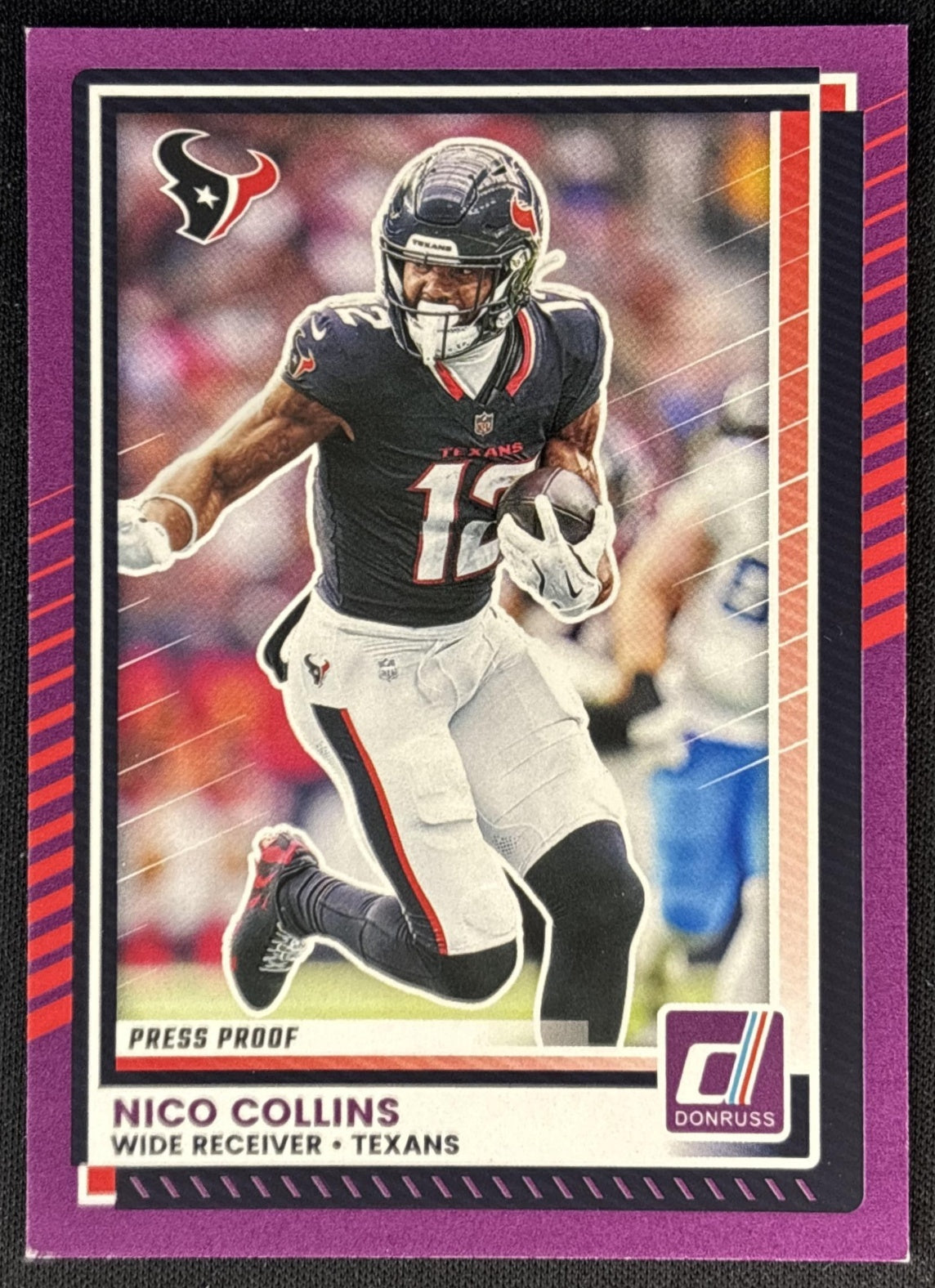 Nico Collins 2025 Panini Donruss Press Proof Purple Texans front