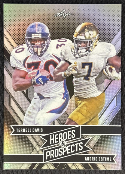 Terrell Davis Audric Estime 2024 Leaf Heroes & Prospects Heros Silver /199 front