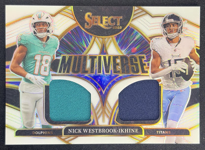 Nick Westbrook-Ikhine 2025 Panini Select Multiverse Jerseys White Prizm /99 Dolphins Titans