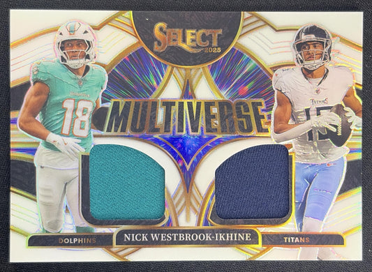 Nick Westbrook-Ikhine 2025 Panini Select Multiverse Jerseys White Prizm /99 Dolphins Titans