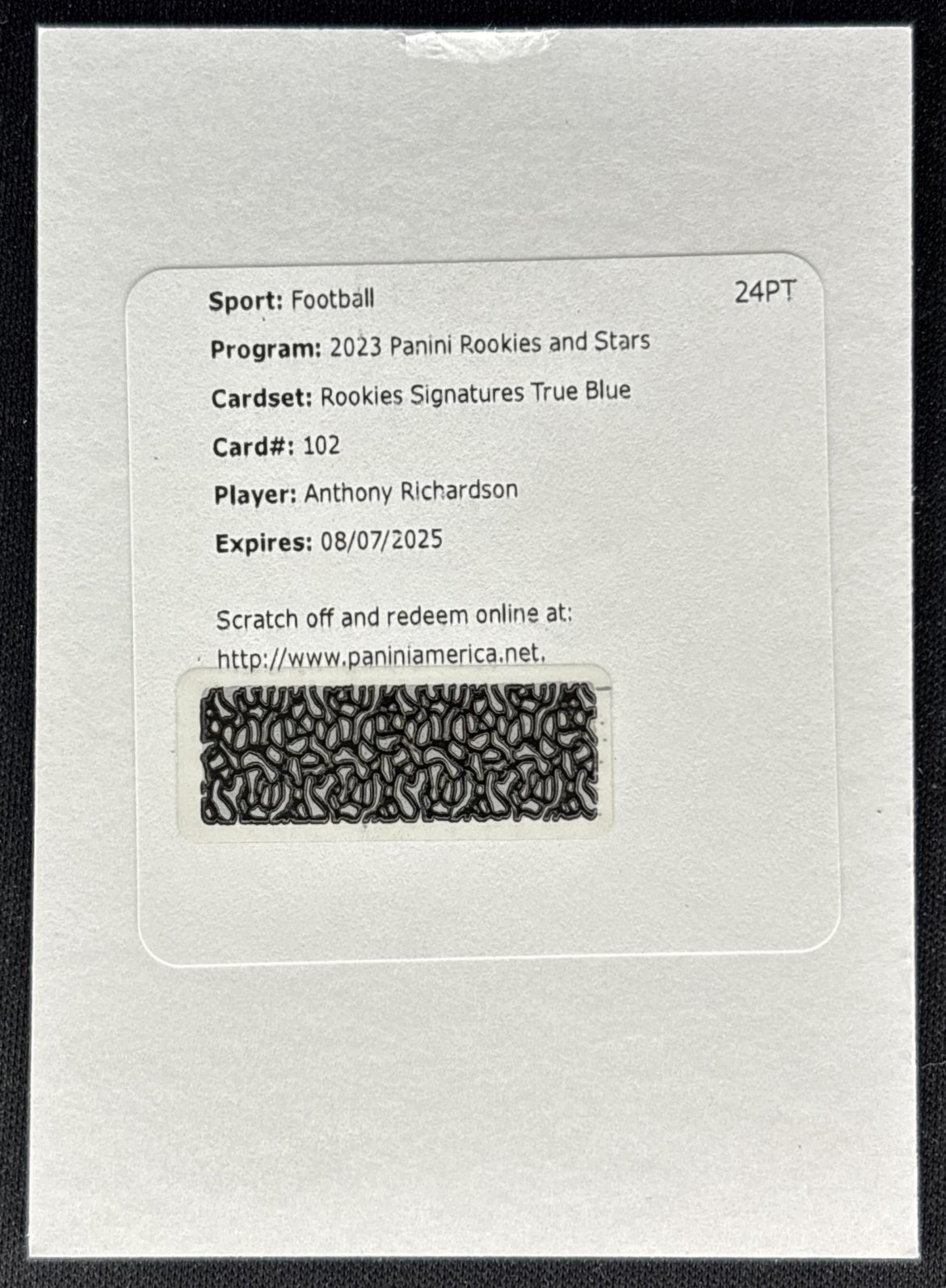 Anthony Richardson 2023 Panini Rookies & Stars Signatures True Blue /50 Redemption Colts Football