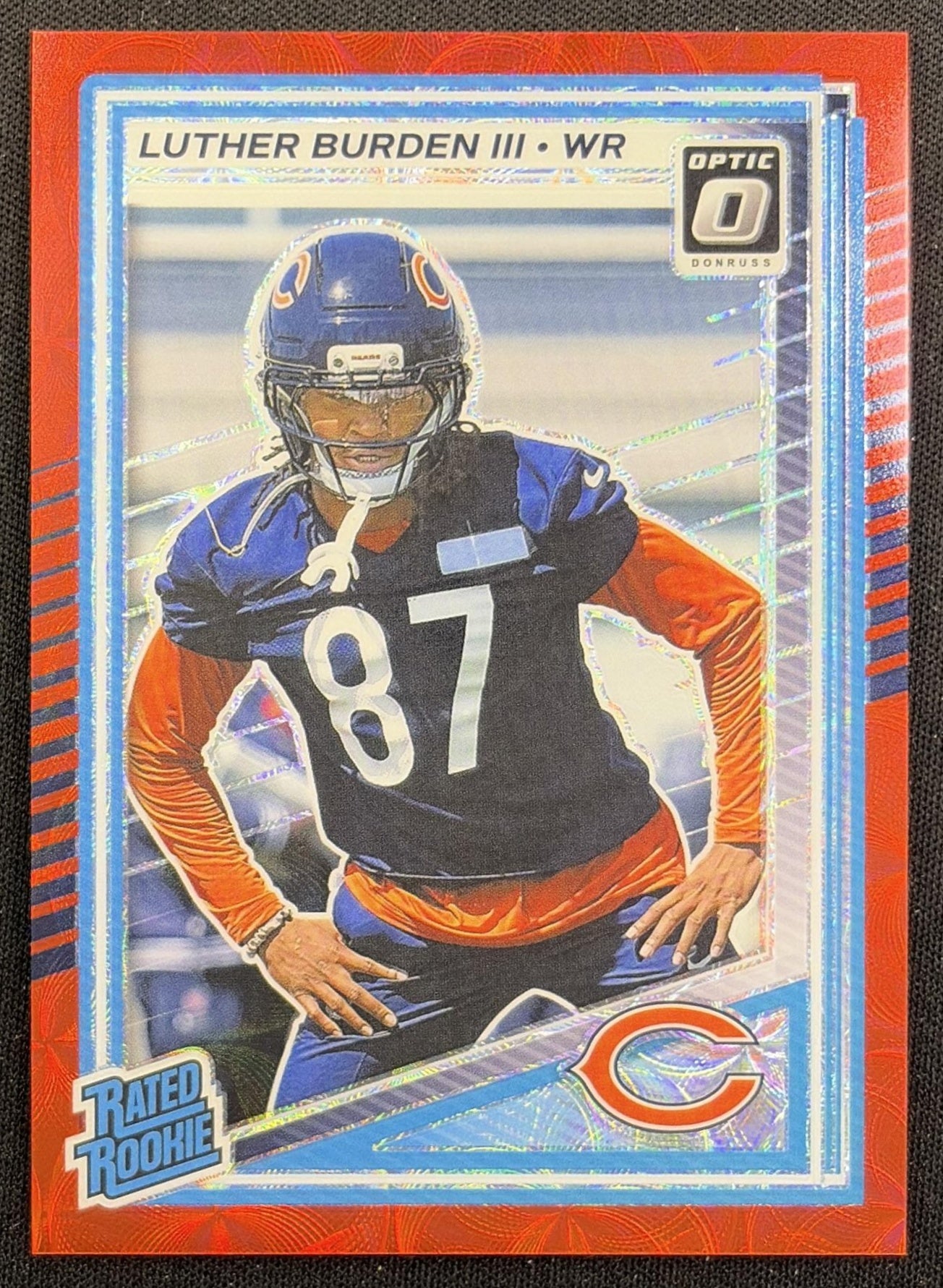 Luther Burden III 2025 Panini Donruss Optic Rated Rookie Red Scope Prizm Bears front