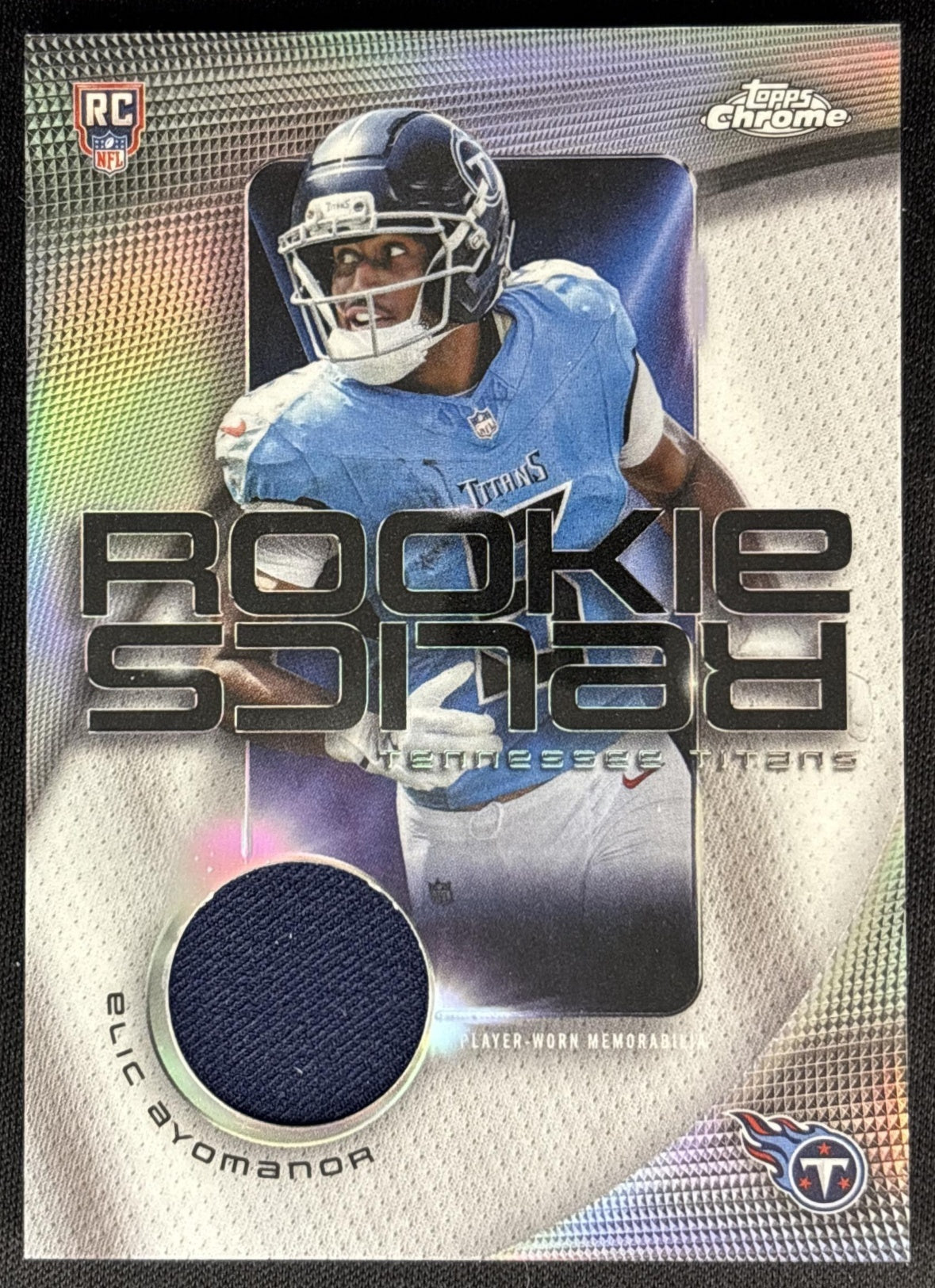 Elic Ayomanor 2025 Topps Chrome Rookie Relics Titans Sports Trading Cards