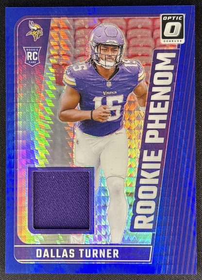 Dallas Turner 2024 Panini Donruss Optic Rookie Phenoms Blue Hyper Vikings