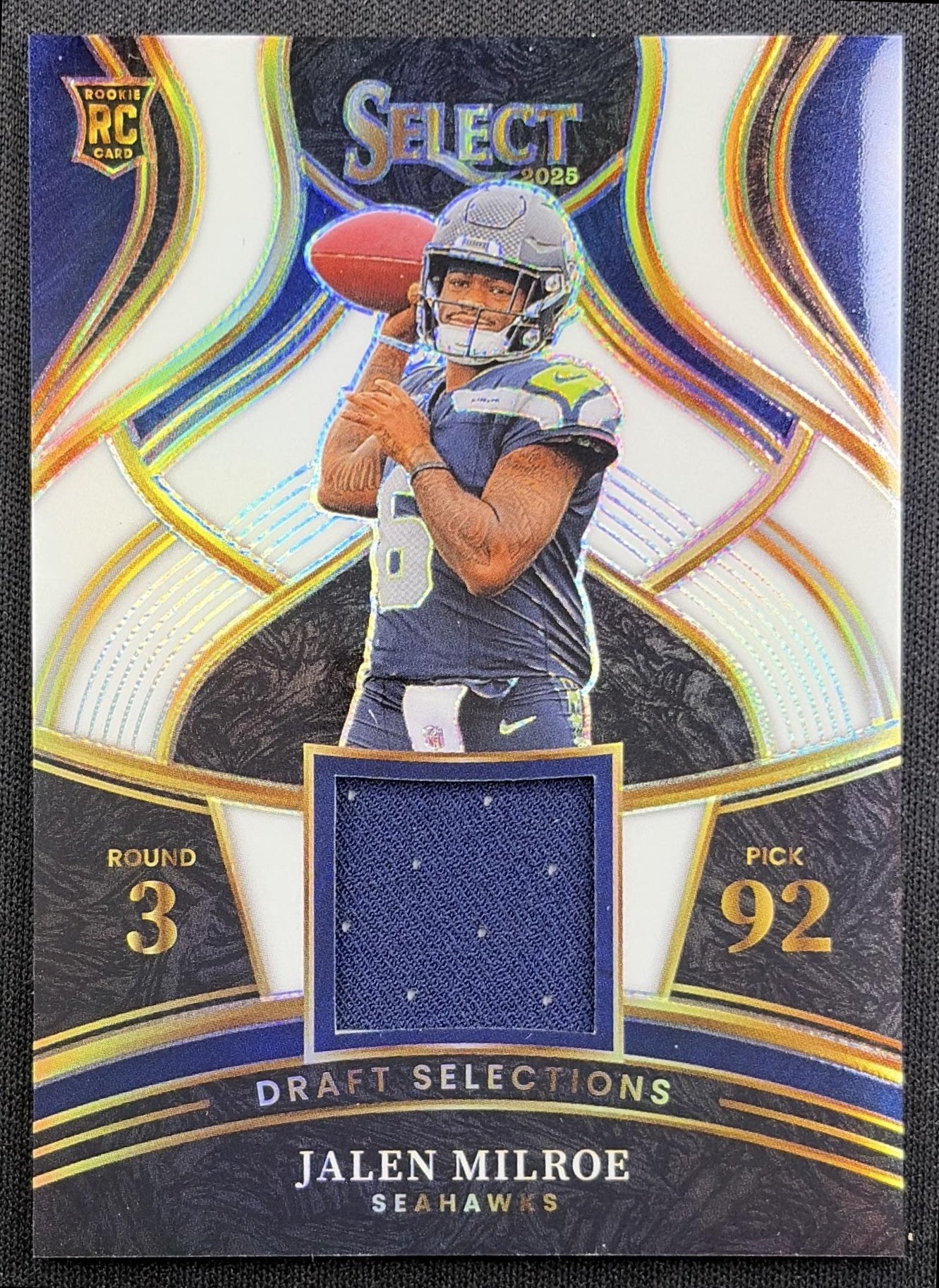 Jalen Milroe 2025 Panini Select Draft Selections Memorabilia White Prizm /99 Seahawks