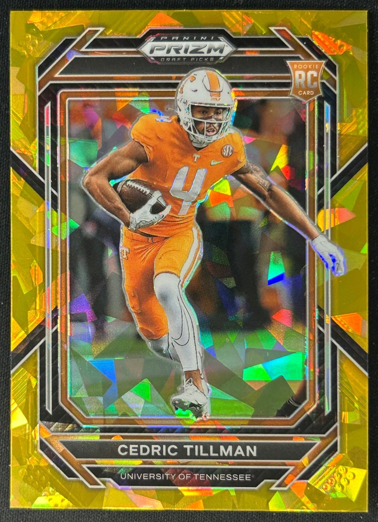 Cedric Tillman 2023 Prizm Draft Picks Prizms Gold Ice Volunteers sports trading card front