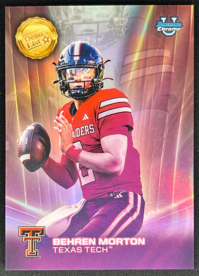 Behren Morton 2025 Chrome University Dean's List Red Raiders Sports Trading Cards
