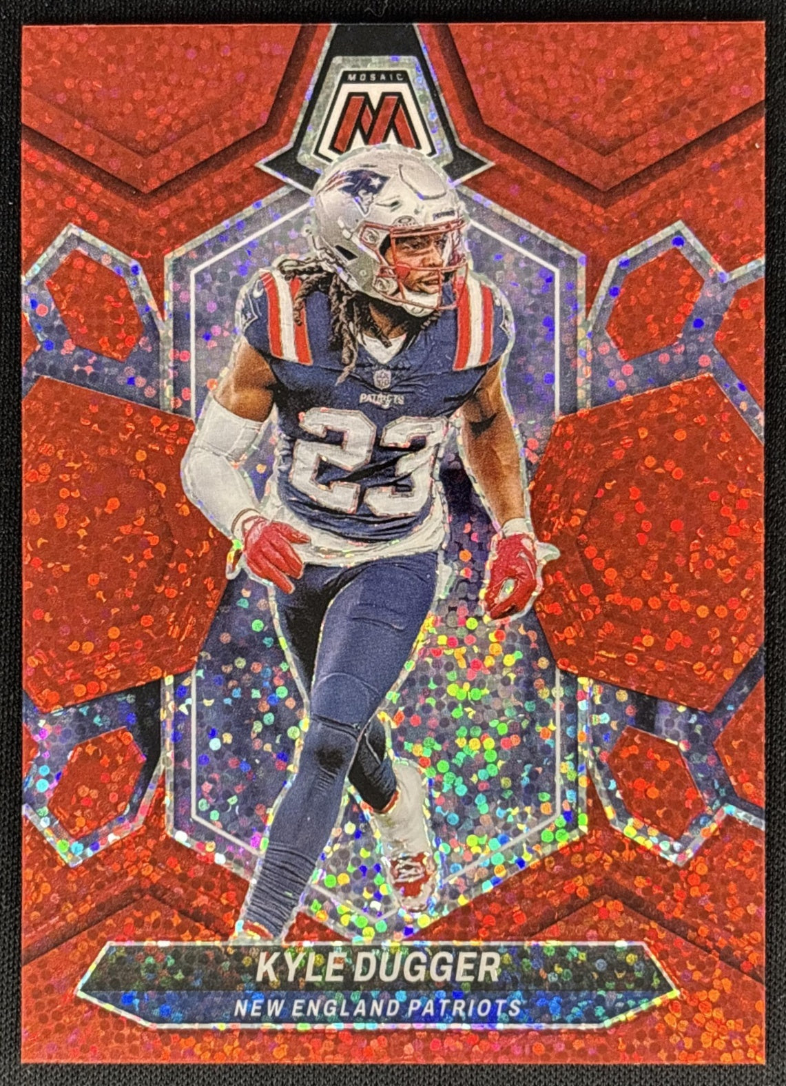 Kyle Dugger 2024 Panini Mosaic Red Sparkle Prizm Patriots Default Title Sports Trading Cards