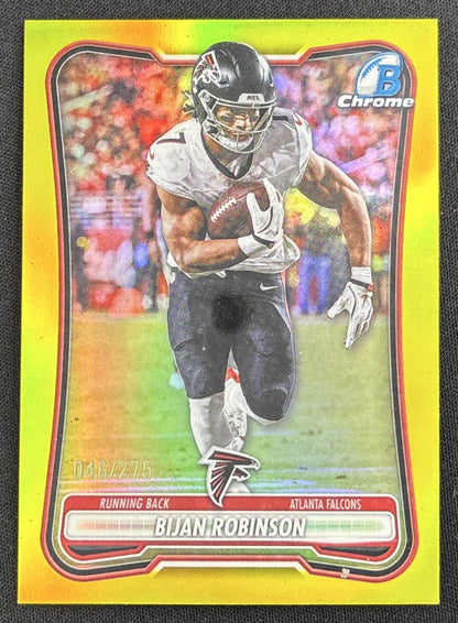 Bijan Robinson 2026 Bowman Chrome NFL Yellow Refractor /275 Falcons