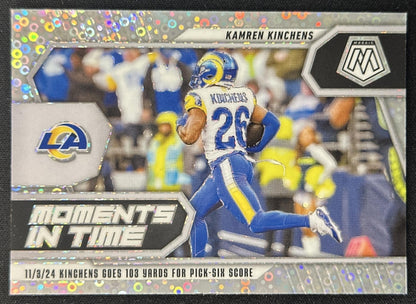 Kamren Kinchens 2025 Panini Mosaic Moments in Time No Huddle Silver Prizm Rams Sports Trading Cards