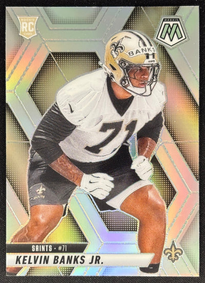 Kelvin Banks Jr. 2025 Panini Mosaic Rookies Silver Prizm Saints Sports Trading Cards