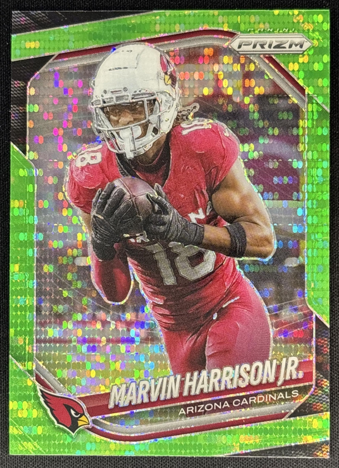Marvin Harrison Jr. 2025 Panini Prizm Neon Green Pulsar Cardinals