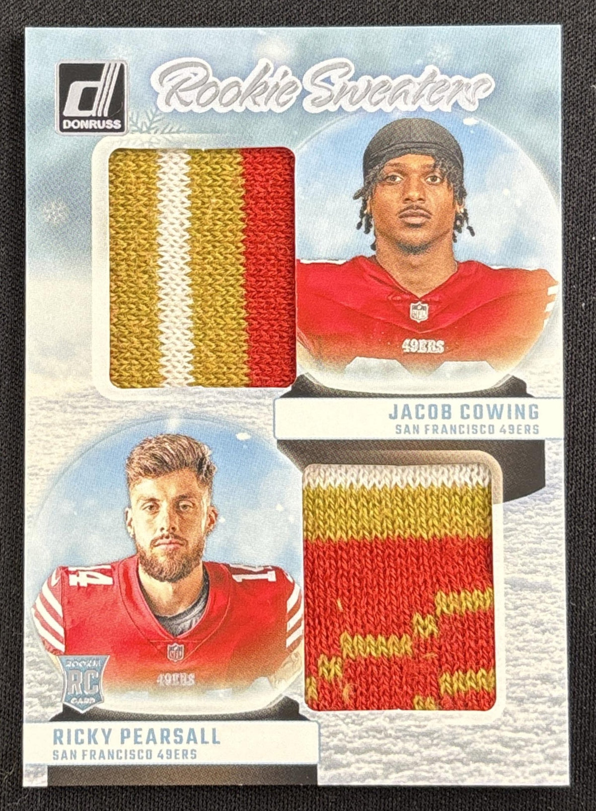 Jacob Cowing Ricky Pearsall 2024 Panini Donruss Rookie Holiday Sweater Dual 49ers #1