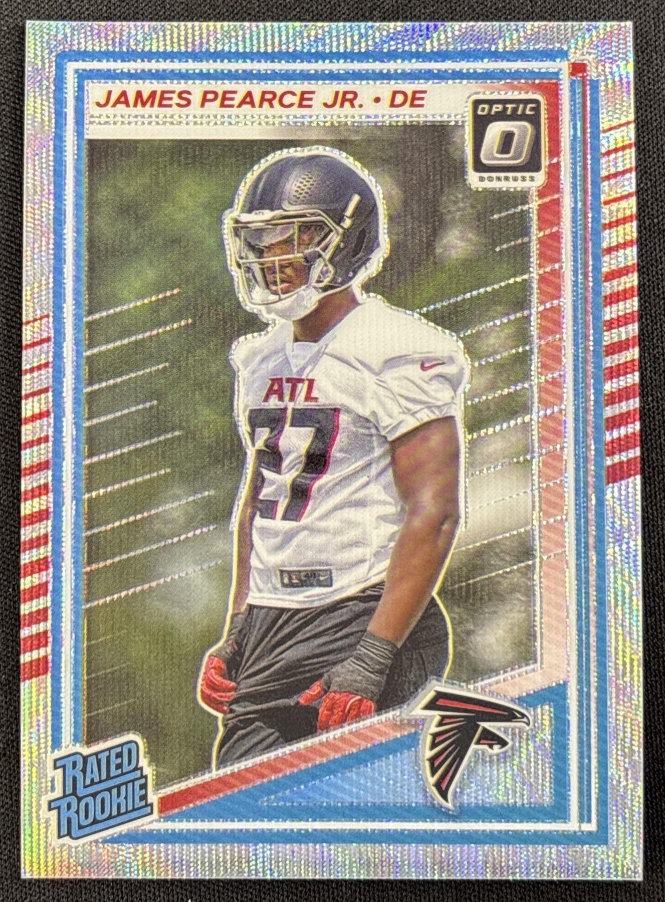 James Pearce Jr. 2025 Panini Donruss Optic Rated Rookie Wave Prizm /300 Falcons