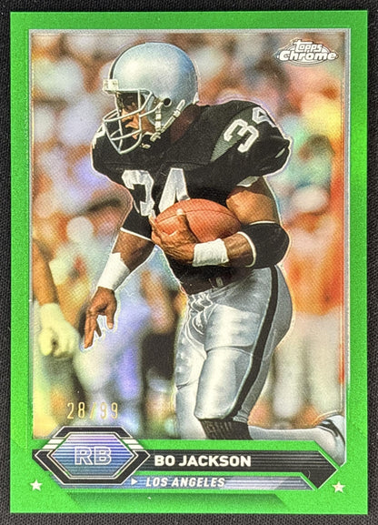Bo Jackson 2023 Topps Composite Chrome Green Refractor /99 Raiders front