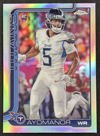 Elic Ayomanor 2025 Topps Chrome Rookie Refractor Titans Tennessee Titans