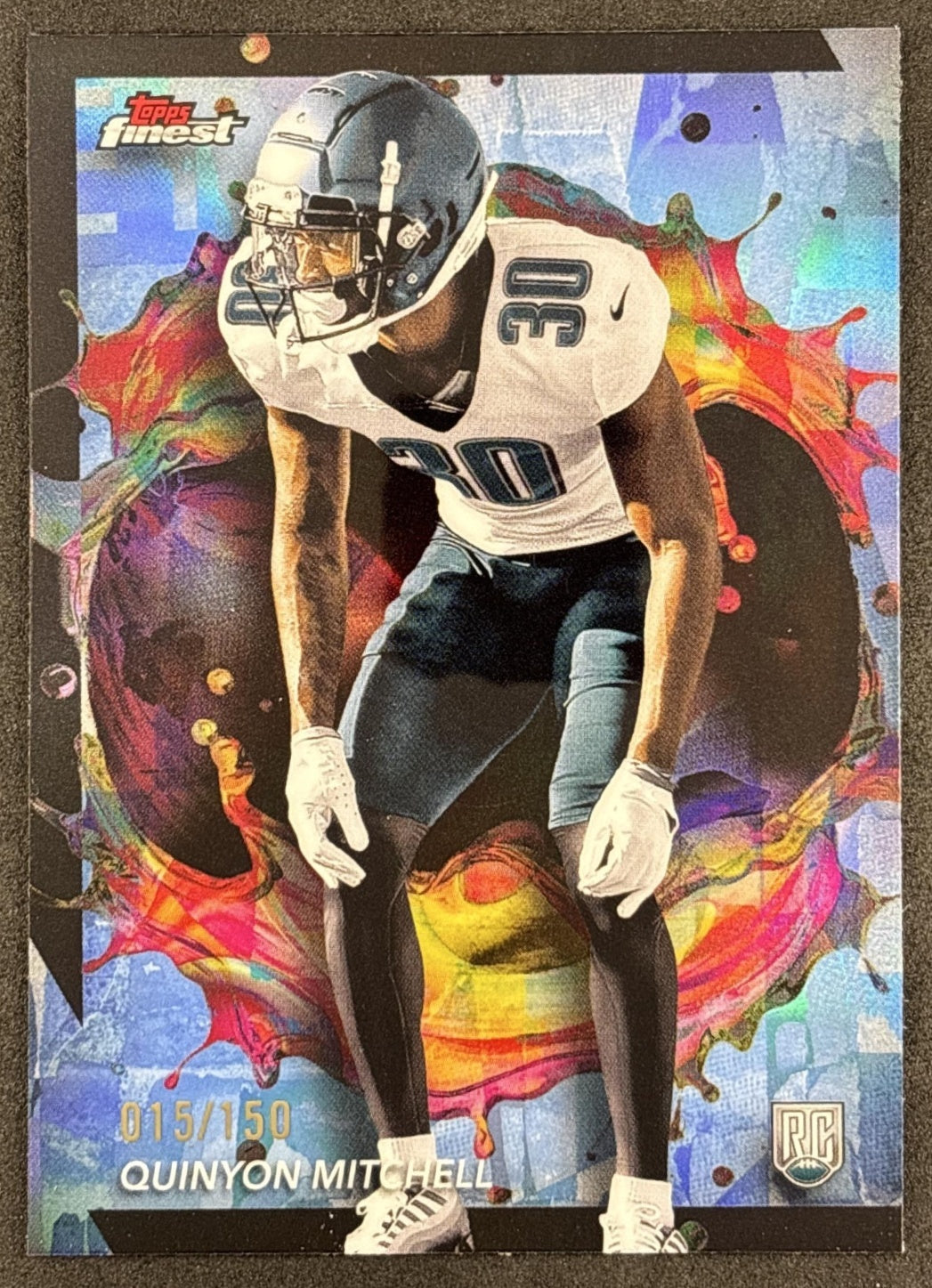 Quinyon Mitchell 2024 Topps Finest Sky Blue Refractor /150 Eagles Philadelphia Eagles