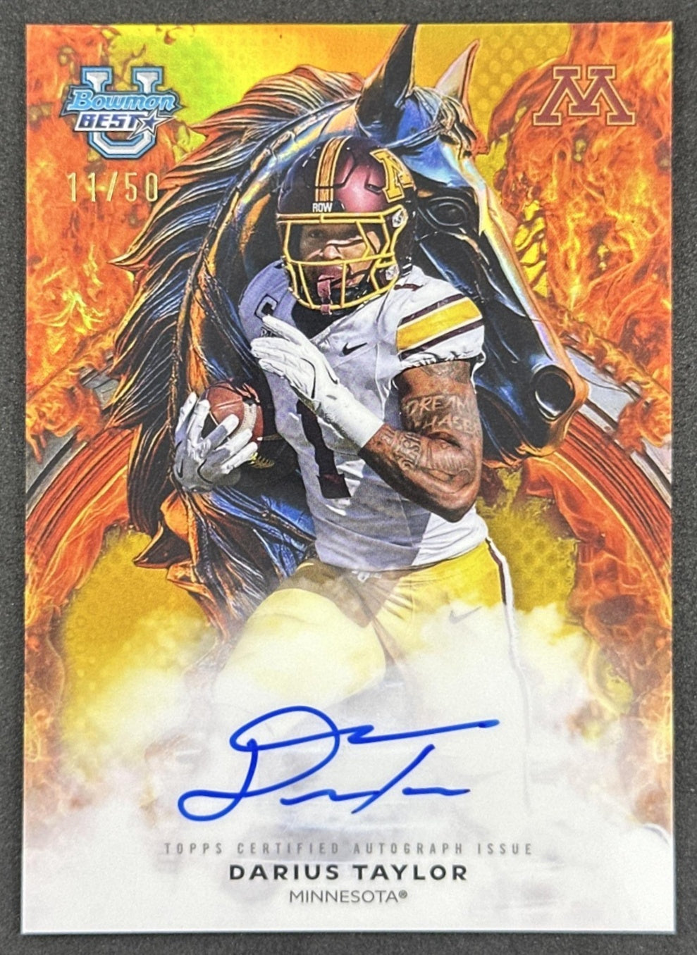 Darius Taylor 2025 Best University Workhorse Auto Gold Refractor /50 Golden Gophers Vikings Sports Trading Cards