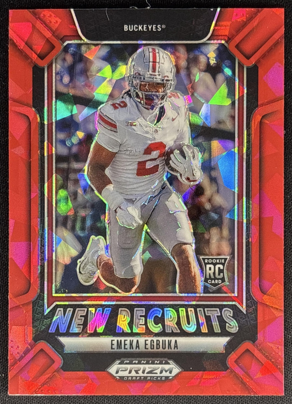 Emeka Egbuka 2025 Panini Prizm Draft Picks New Recruits Red Ice Buckeyes Sports Trading Cards