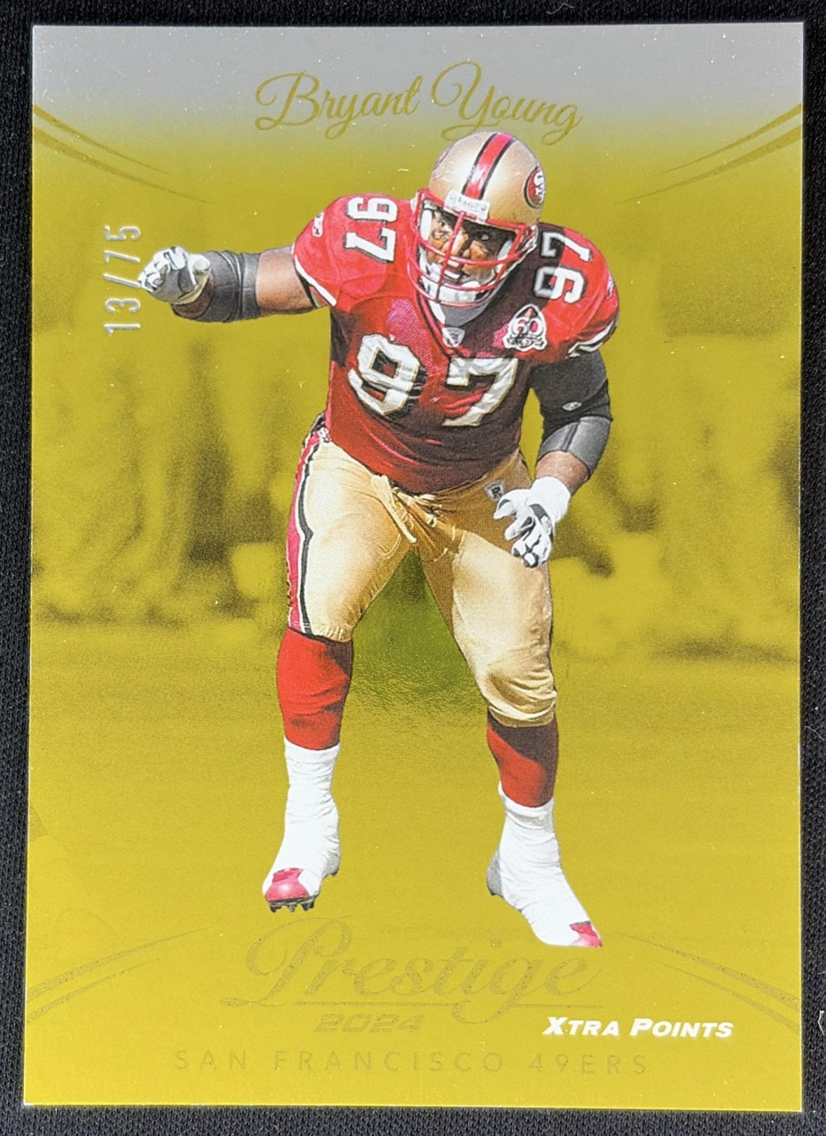 Bryant Young 2024 Panini Prestige Gold Premium Xtra Points /75 49ers front