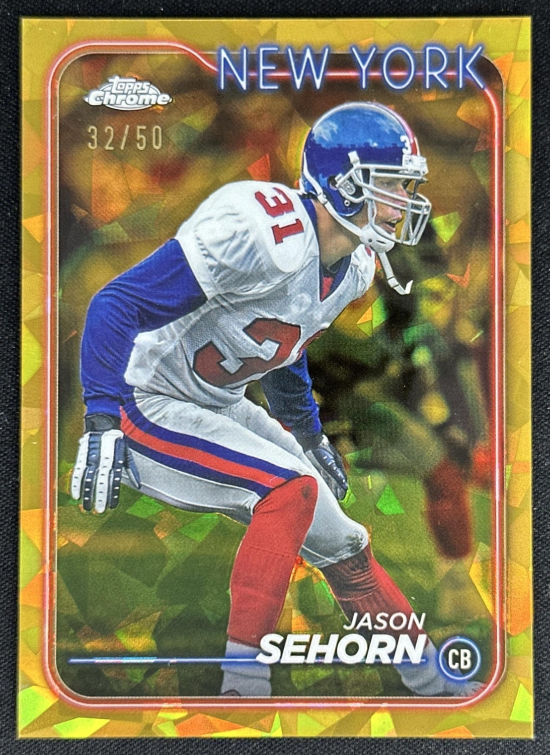 Jason Sehorn 2024 Topps Chrome Sapphire Edition Gold Refractor /50 Giants