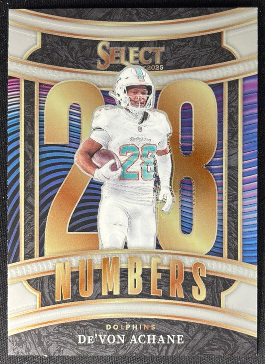De'Von Achane 2025 Select Numbers Dolphins - Front