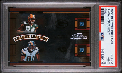 Torry Holt Javon Walker /100 2005 Playoff Prestige PSA 9 Rams Packers front