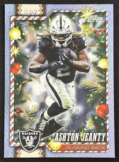 Ashton Jeanty 2026 Topps Holiday Light Blue and White Glitter Raiders | Las Vegas Raiders