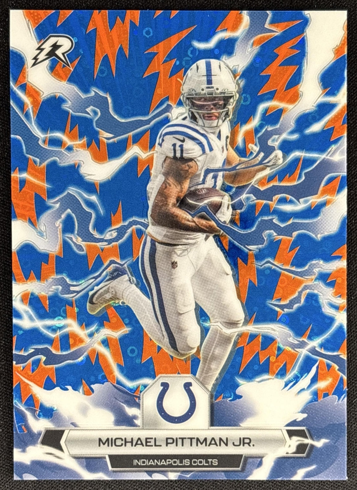 Michael Pittman Jr. 2025 Topps Resurgence Blue and Orange Spark Refractor Colts