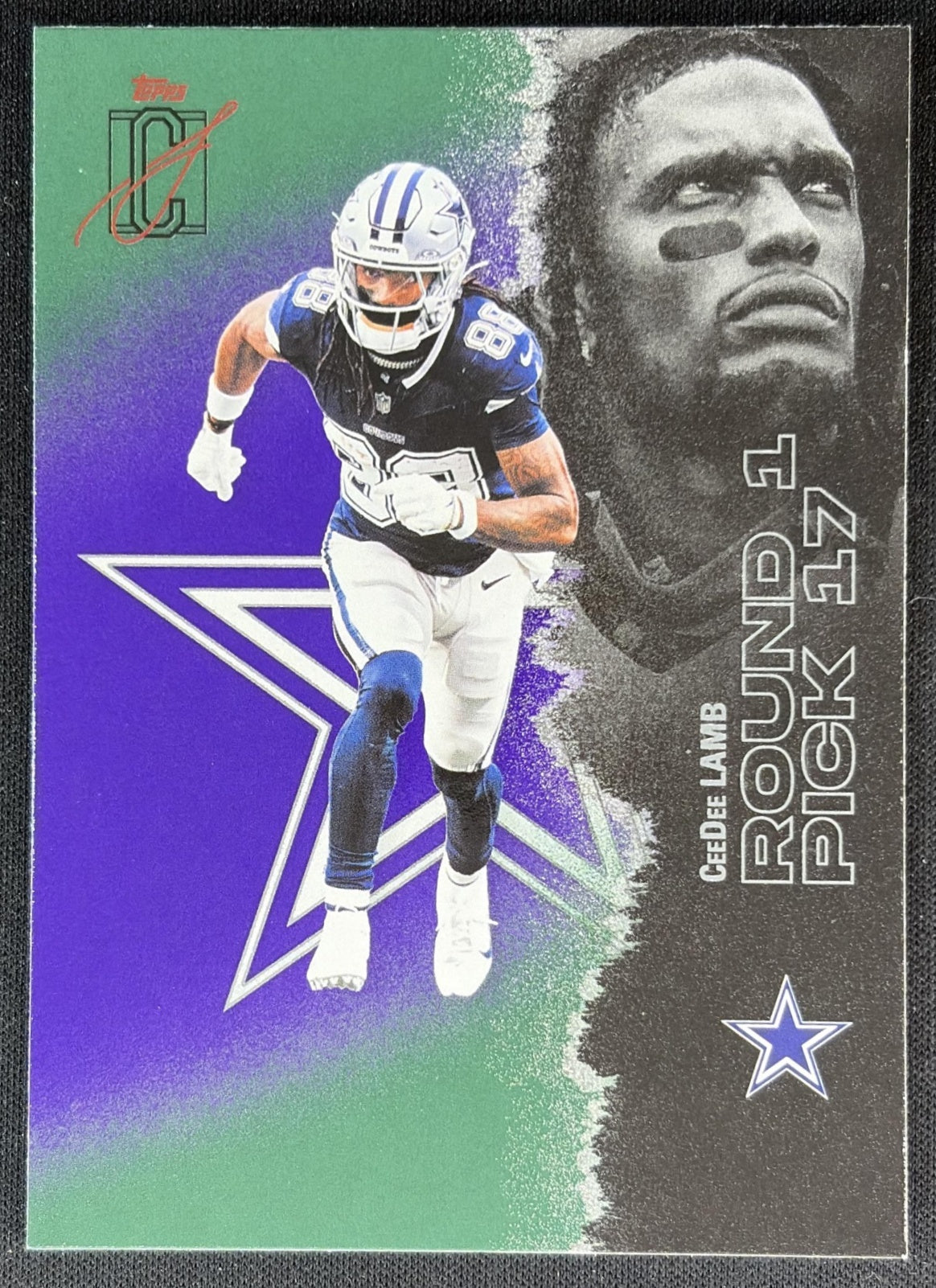 CeeDee Lamb 2025 Topps Signature Class Veteran Green & Purple Foil Cowboys front