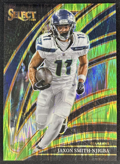 Jaxon Smith-Njigba 2025 Select Club Level Neon Green Prizm Shock /699 Seahawks