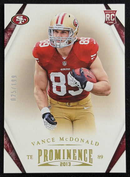 Vance McDonald 2013 Panini Prominence Gold /199 49ers - Front