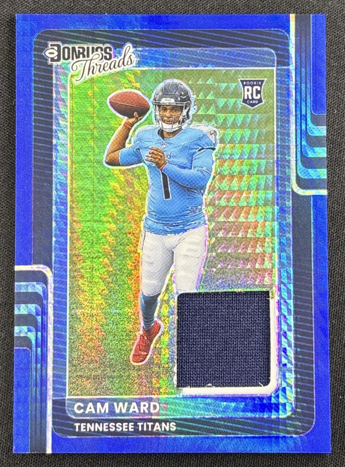 Cam Ward 2025 Panini Donruss Optic Threads Blue Hyper Prizm Titans Sports Trading Card