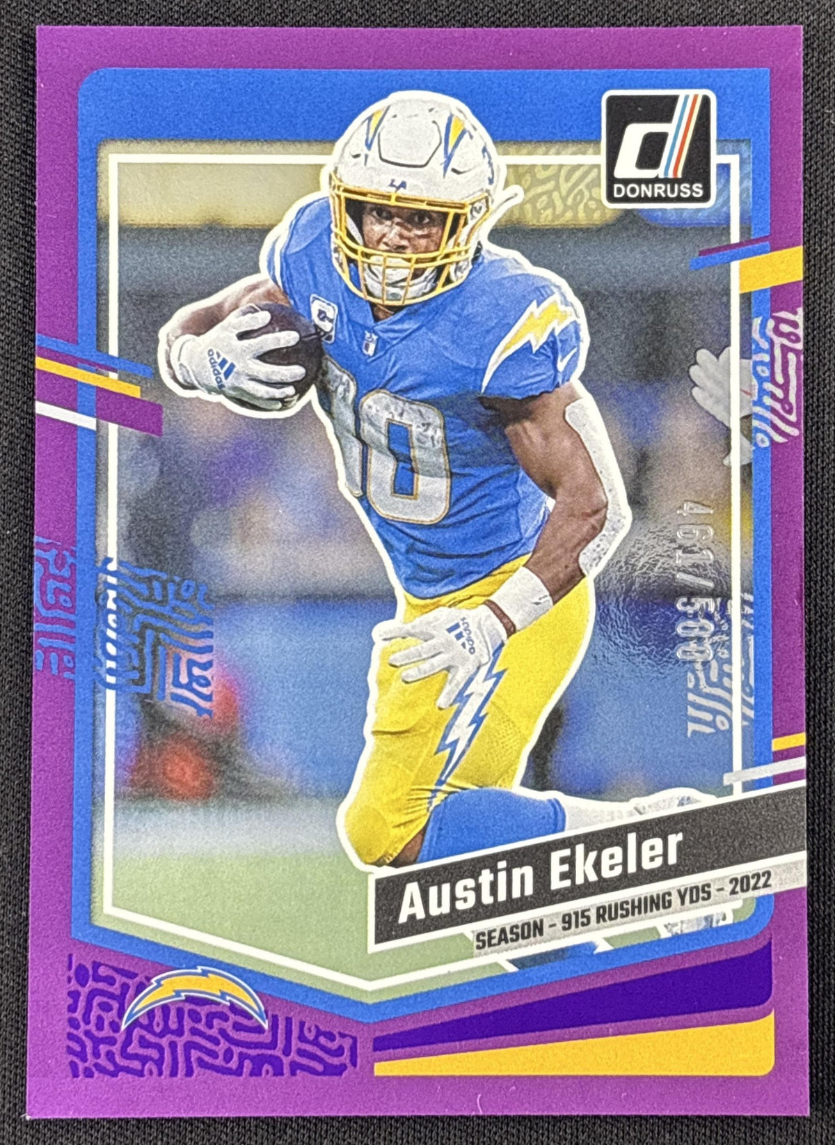 Austin Ekeler 2023 Panini Donruss Season Stat Line /500 Chargers
