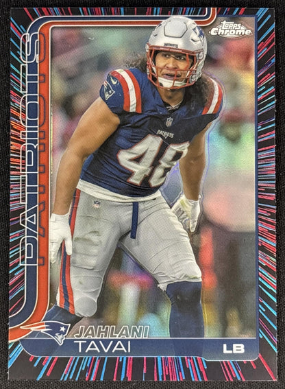 Jahlani Tavai 2025 Topps Chrome Neon Pulse Refractor Patriots front