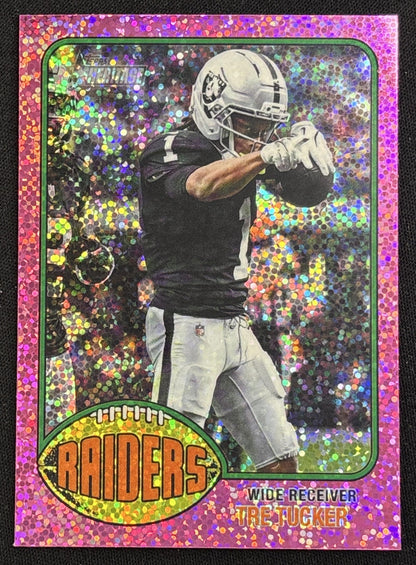 Tre Tucker 2026 Topps Heritage Chrome Pink Sparkle Raiders Sports Trading Card