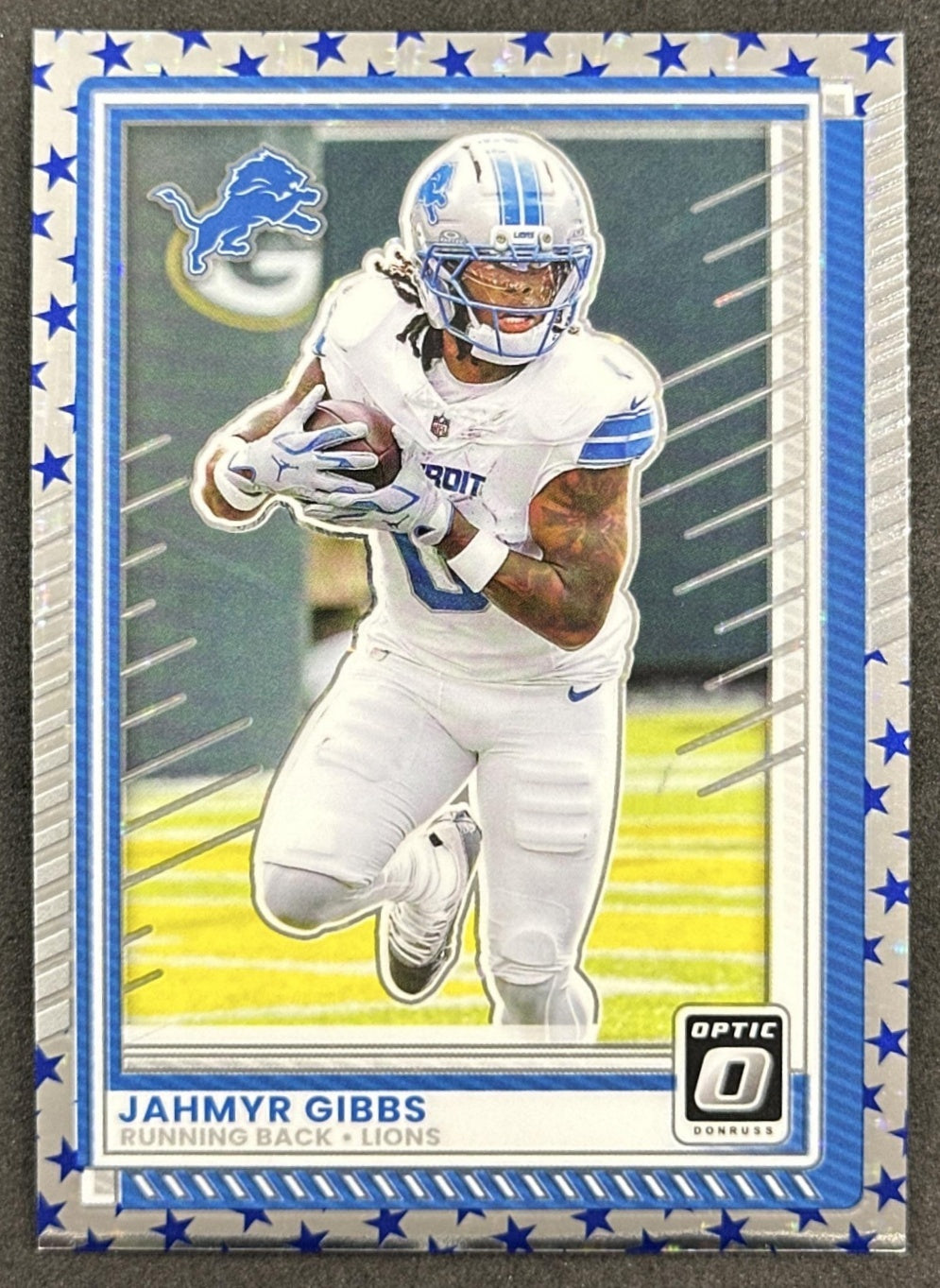 Jahmyr Gibbs 2025 Panini Donruss Optic Stars Prizm Lions front