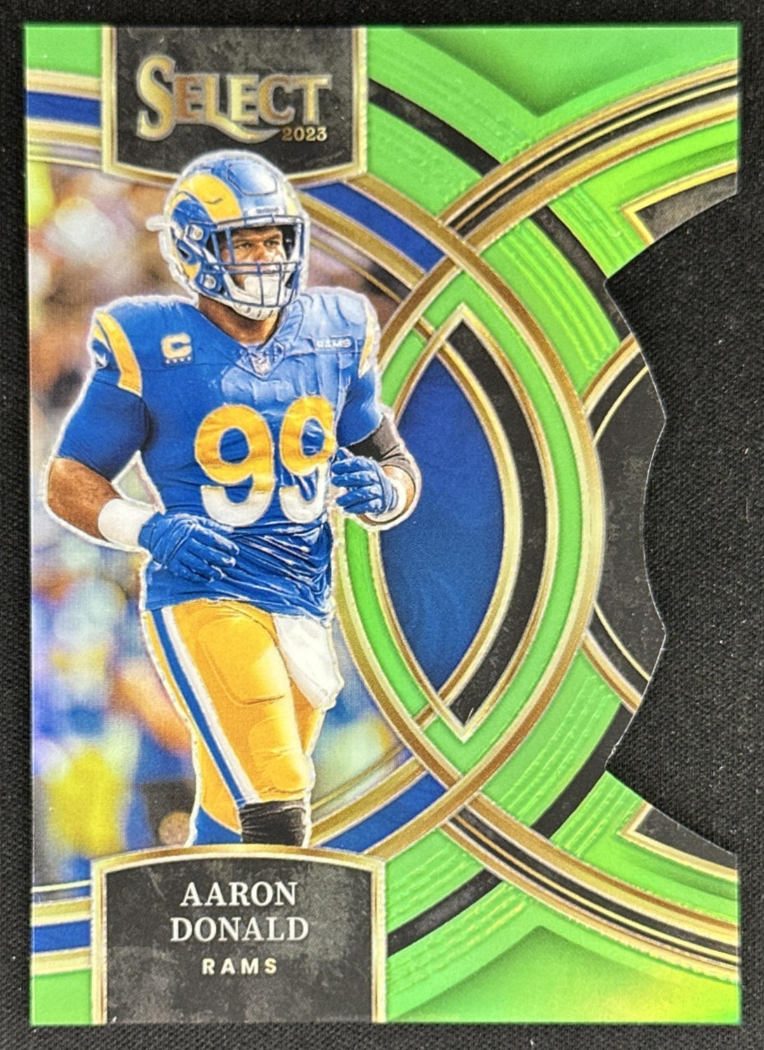 Aaron Donald 2023 Panini Select Neon Green Prizms Die Cut /499 Rams